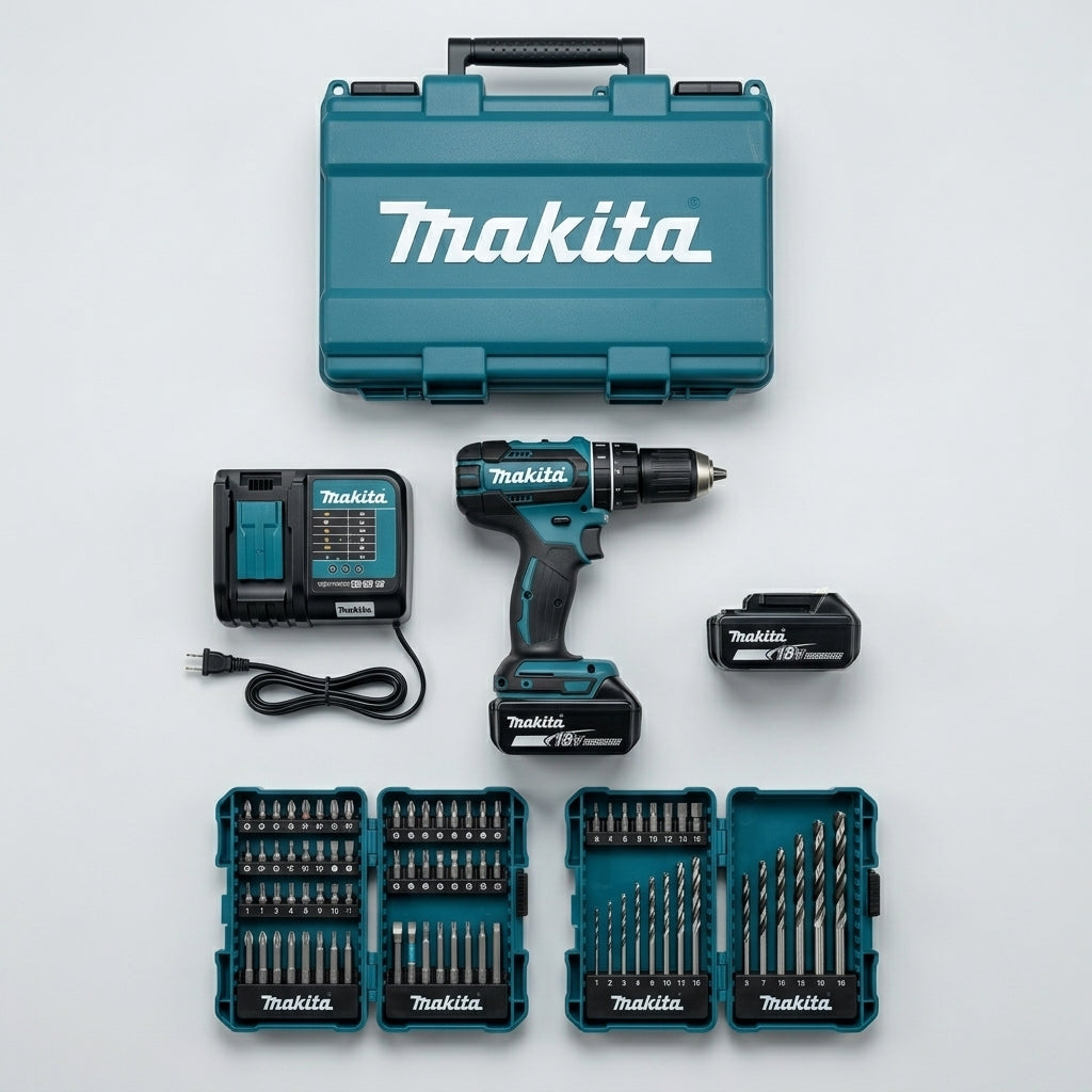 Kit complet de vissage professionnel – 45 accessoires et 2 batteries