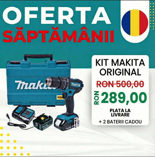Kit complet de înșurubare profesional – 45 de accesorii și 2 baterii